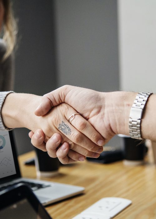 Business people shaking hands in agreement